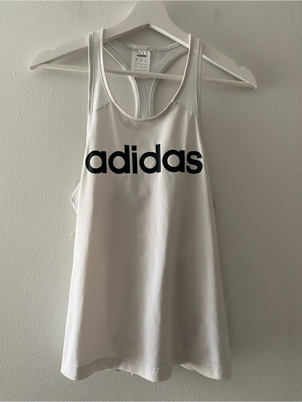 Adidas Women's Tank Top White Racerback Back Slit Stretch Athletic Gym